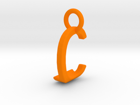 Two way letter pendant - CJ JC in Orange Processed Versatile Plastic