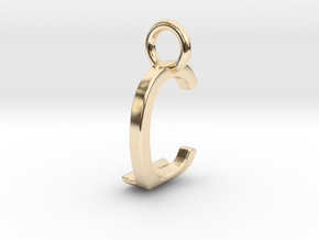 Two way letter pendant - CJ JC in 14k Gold Plated Brass