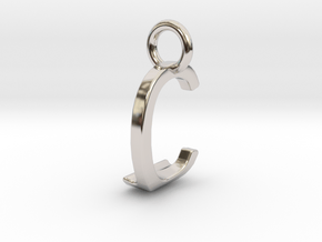 Two way letter pendant - CJ JC in Rhodium Plated Brass