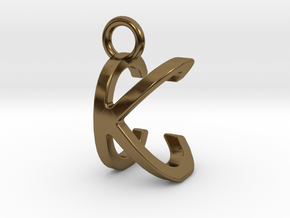 Two way letter pendant - CK KC in Polished Bronze
