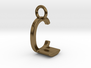 Two way letter pendant - CL LC in Polished Bronze