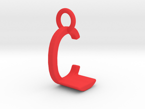 Two way letter pendant - CL LC in Red Processed Versatile Plastic