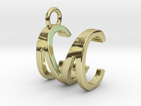 Two way letter pendant - CM MC in 18k Gold Plated Brass