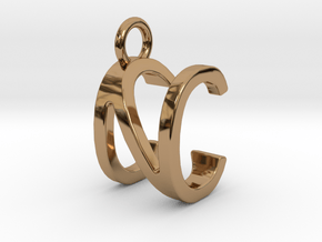 Two way letter pendant - CN NC in Polished Brass