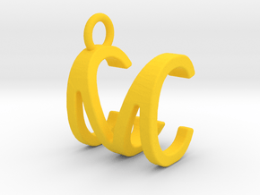 Two way letter pendant - CM MC in Yellow Processed Versatile Plastic