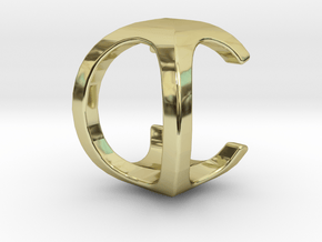 Two way letter pendant - CO OC in 18k Gold Plated Brass