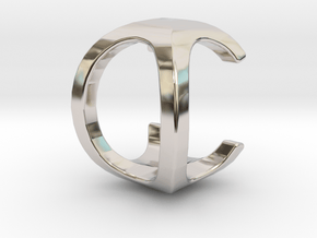 Two way letter pendant - CO OC in Rhodium Plated Brass