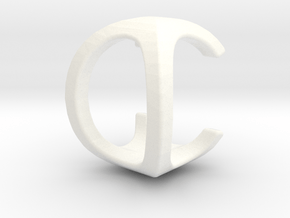 Two way letter pendant - CO OC in White Processed Versatile Plastic