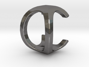 Two way letter pendant - CO OC in Polished Nickel Steel