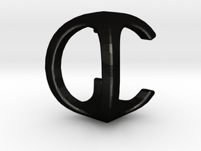 Two way letter pendant - CO OC in Matte Black Steel