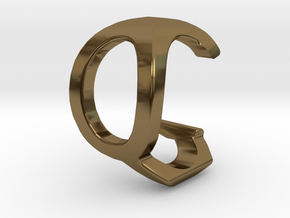 Two way letter pendant - CQ QC in Polished Bronze