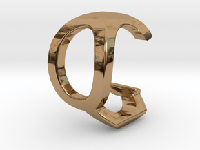 Two way letter pendant - CQ QC in Polished Brass