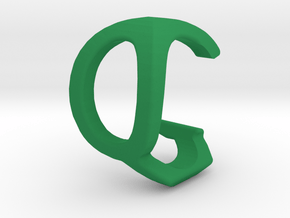 Two way letter pendant - CQ QC in Green Processed Versatile Plastic