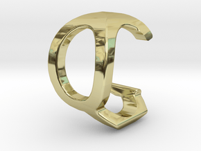 Two way letter pendant - CQ QC in 18k Gold Plated Brass