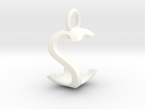 Two way letter pendant - CS SC in White Processed Versatile Plastic