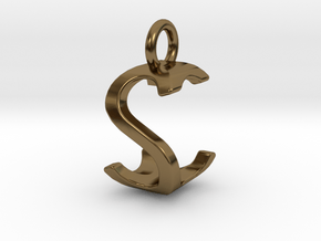 Two way letter pendant - CS SC in Polished Bronze