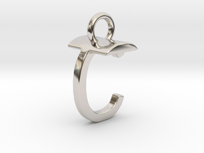 Two way letter pendant - CT TC in Rhodium Plated Brass