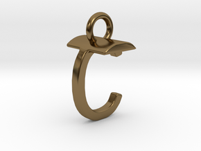 Two way letter pendant - CT TC in Polished Bronze