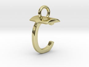 Two way letter pendant - CT TC in 18k Gold Plated Brass