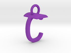 Two way letter pendant - CT TC in Purple Processed Versatile Plastic
