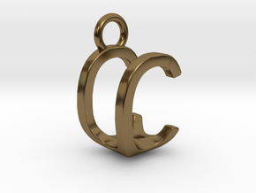 Two way letter pendant - CU UC in Polished Bronze