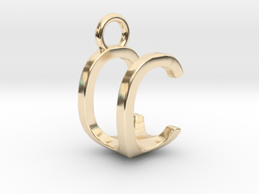 Two way letter pendant - CU UC in 14k Gold Plated Brass