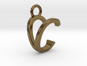 Two way letter pendant - CV VC in Polished Bronze