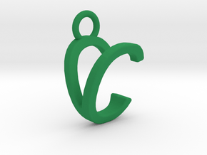 Two way letter pendant - CV VC in Green Processed Versatile Plastic