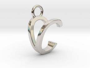 Two way letter pendant - CV VC in Rhodium Plated Brass