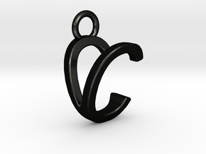 Two way letter pendant - CV VC in Matte Black Steel