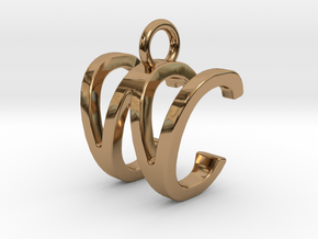 Two way letter pendant - CW WC in Polished Brass