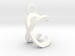 Two way letter pendant - CX XC in White Processed Versatile Plastic