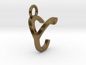Two way letter pendant - CY YC in Polished Bronze