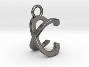 Two way letter pendant - CX XC in Polished Nickel Steel