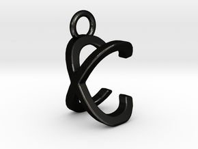 Two way letter pendant - CX XC in Matte Black Steel