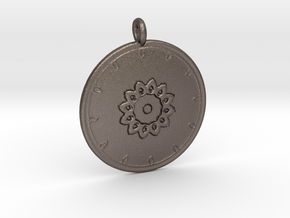 Mandala Pendant  in Polished Bronzed Silver Steel