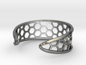 Cuff Bracelet, Honeycomb Mesh in Polished Silver