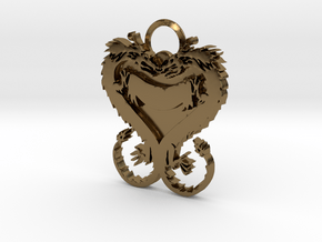 Dragonheart Keychain in Polished Bronze