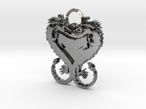 Dragonheart Keychain in Fine Detail Polished Silver