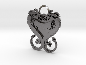 Dragonheart Keychain in Polished Nickel Steel