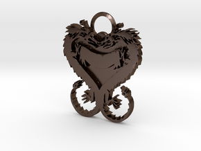 Dragonheart Keychain in Polished Bronze Steel