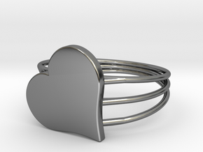 Size 10 Heart For ALL in Fine Detail Polished Silver