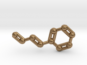 Cinnamaldehyde (Cinnamon) Molecule Keychain in Natural Brass