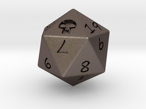 D20 Swamp in Polished Bronzed Silver Steel: Medium
