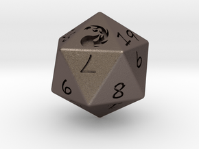 D20 Mountain in Polished Bronzed Silver Steel: Medium