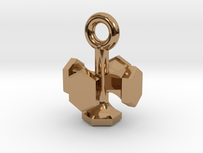 Shield Hexagon Charm Keychain in Polished Brass