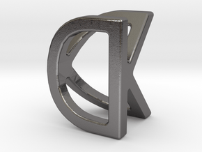 Two way letter pendant - DK KD in Polished Nickel Steel