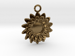 Floral Petal Keychain - Custom Initials  in Natural Bronze