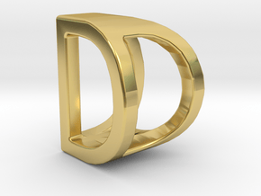 Two way letter pendant - DD D in Polished Brass