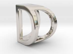 Two way letter pendant - DD D in Rhodium Plated Brass